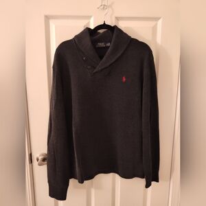 Polo by Ralph Lauren Men's Dark Gray Shawl Collar Jersey pullover